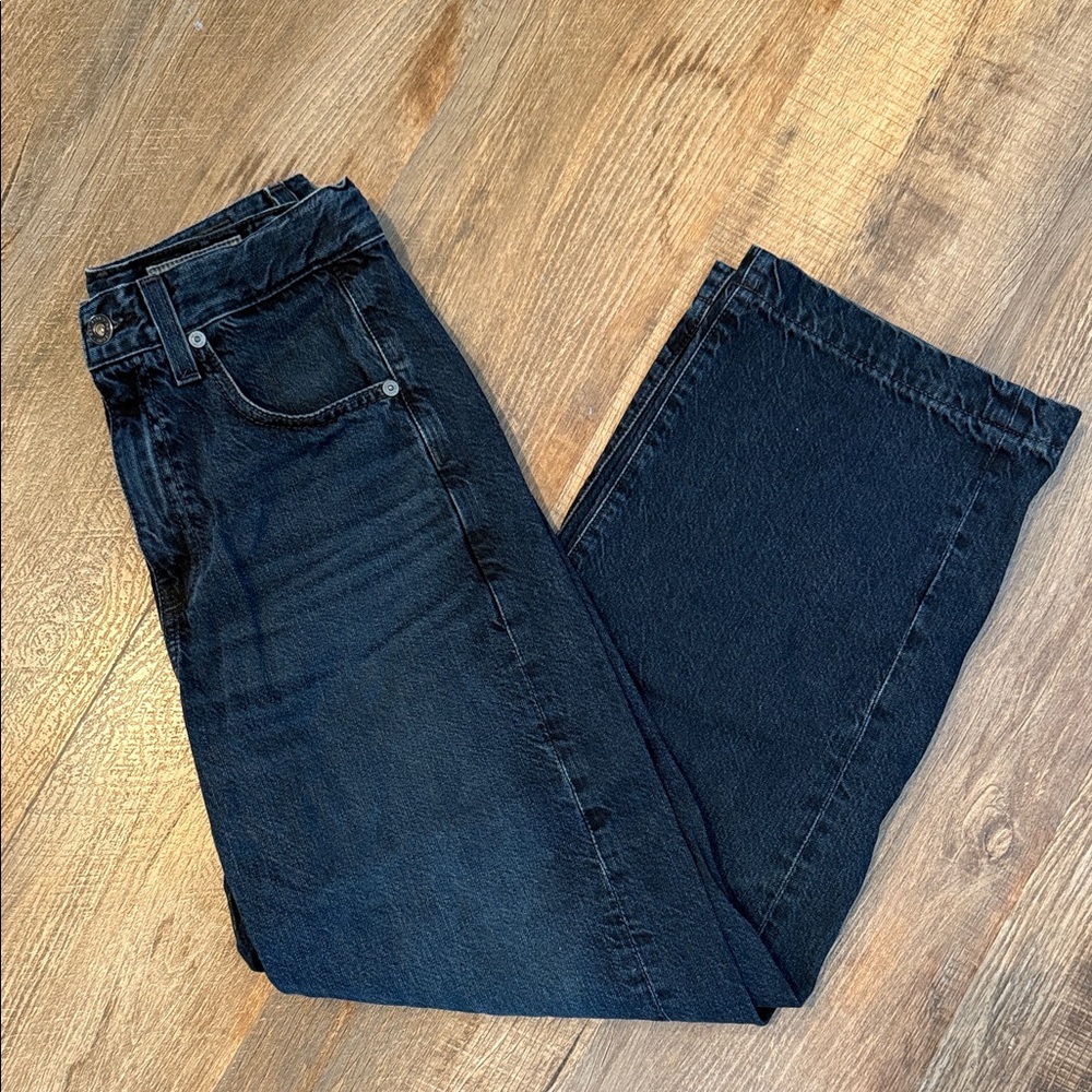 AG dark blue high rise barrel Jeans